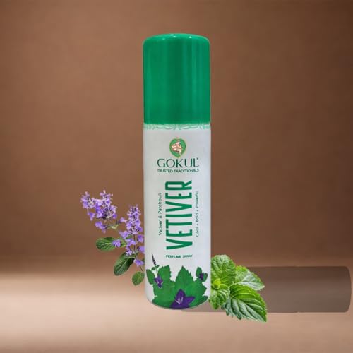 Image of GOKUL Vetiver Perfume Spray | Earthy Woody Vetiver Fragrance | Long Lasting Body Spray for Men & Women | Refreshing Traditional Scent 30ml