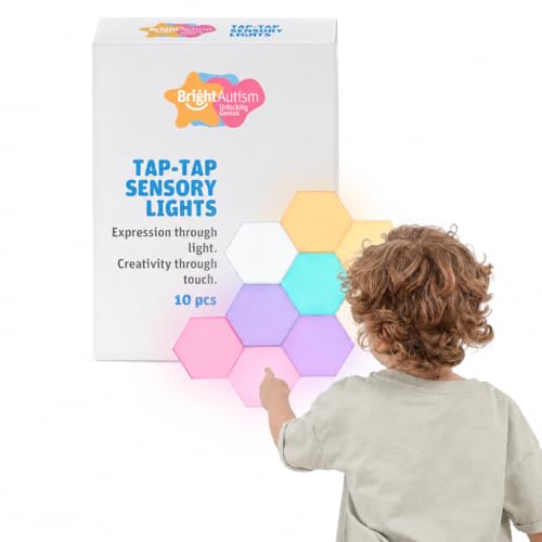 Bright Autism Tap-Tap Touch Sensory Lights – Dimmable Room Lighting for Therapeutic & Educational Play. Visual & Tactile Soothing LED Stimulation. Perfect Addition to Your Child's Bedroom (10pcs)
