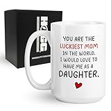 Hogg You Are The Luckiest Mom In The World Mug, 15 oz Ceramic Cute Coffee Cup, Mom Gifts, Mothers Day Gifts, Coffee Mug