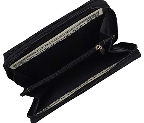 Womens Wallet Genuine Leather Double Zip Around Phone Clutch Large Travel Purse Ladies Wallet4