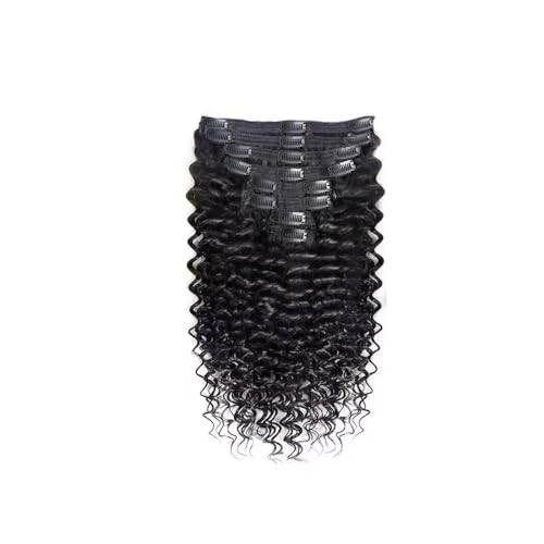 Clip en Extensiones de Cabello Extensiones de cabello con Clip de 10-26 pulgadas, cabello humano brasileño con ondas profundas, Clip en Color negro Natural, cabello Remy for mujeres Extensiones de Cab