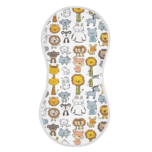 Cute Cartoon Animals Cotton Muslin Baby Burp Cloths Breathable Cloths spit up rag for Babies Girls and Boys Set of 2, 22x11in2