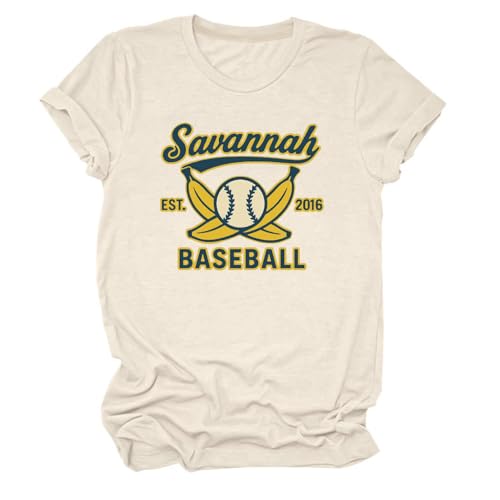 Retro Savannh Baseball T-Shirt Banana Ball Shirt for Women Graphic Vintage Tee Casual