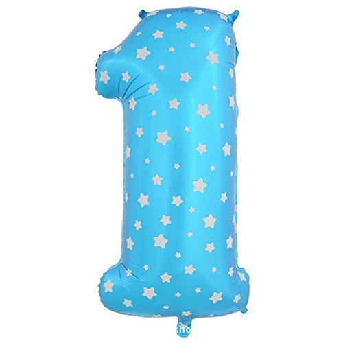 Image of AMFIN 17 inch 1 Number Foil Balloon, Birthday Decoration Items [Helium Supported] - Blue