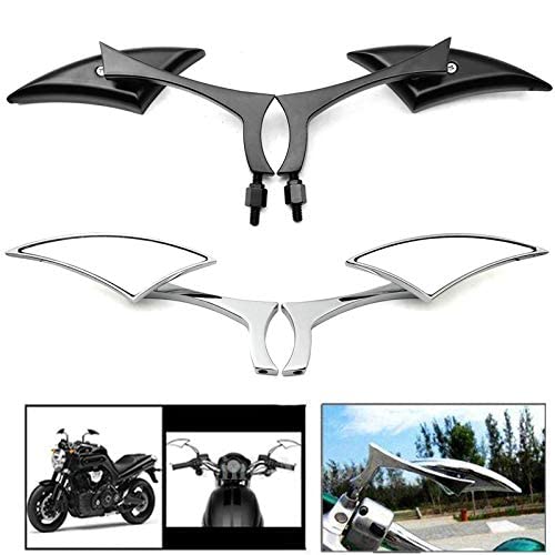 Maso Paire de rétroviseurs universels en aluminium pour moto 8 mm/10 mm Noir