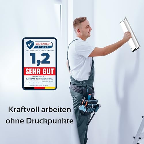 Bachsam Z-Flächenspachtel Set 250 & 400 mm – Profi Glättspachtel mit ergonomischem Komfortgriff, Schraubfixierung & 0,45 mm Edelstahlklinge – Trockenbau, Wandspachtel, Maler Werkzeug