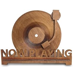 Now Playing Vinyl Record Holder for Record Player Stand | 3D Laser Rustic Vintage Now Spinning Vinyl Record Storage Stand Display | Wooden Sleeves for Music Albums - Les Beatles, Paul McCartney, John Lennon, RIngo Starr, George Harrison
