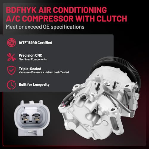 BDFHYK 157318 Air Conditioning A/C Compressor with Clutch Compatible with Toyota Yaris L4 1.5L 2007 2008 2009 2010 2011 2012