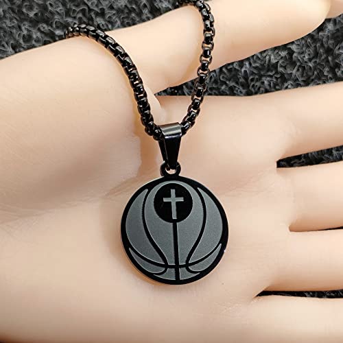 Hofoya Sports Athletes Pendant Valentines Birthday Gifts,Basketball Necklace Gifts For Men Or Women,Inspiring Cross Basketball Necklace For Teen Boys Girls Who Love Sports,Coach Or Teammate Christian Necklace Gift（Black). #TOP3