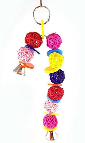 Hpybest Jouet Amusant pour Perroquet en rotin avec clochettes pour décoration de Cage
