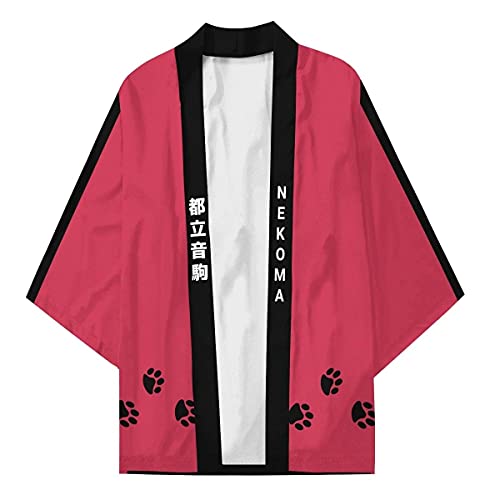 Piccodos Homme Femme Nekoma High School Volleyball Club Kuroo Tetsurou Kimono Cosplay Costume Cape Coat Cardigan Cloak Rouge XL Cover