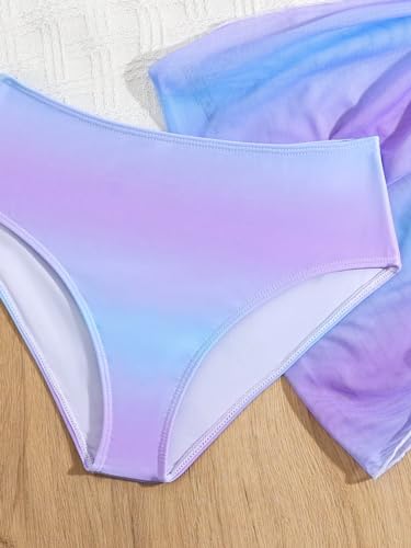 Image of WDIRARA Girl's 3 Piece Swimsuit Halter Triangle Bikini Set Ombre Beach Sport Swimsuits with Cover Ups