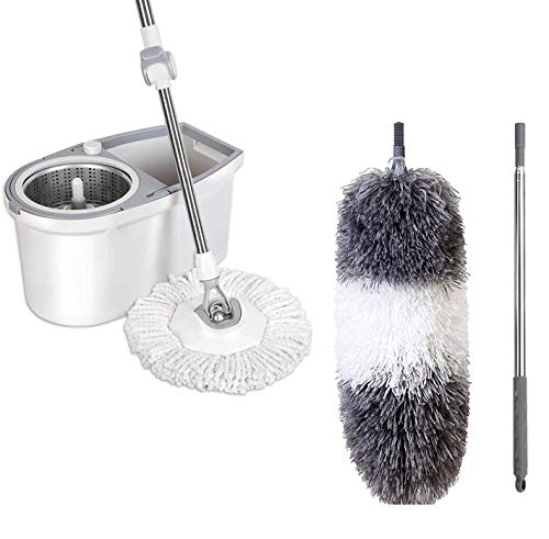 BOOMJOY Telescoping Duster and Spin Mop Bucket, 100
