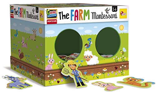 Lisciani Montessori - Mi granja - Juego educativo para niños a partir de 3 años - Caja tactil y maxi puzzle con los animales de la granja