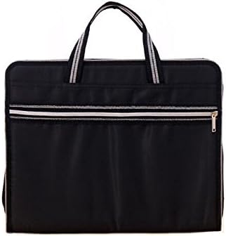 Portable 13 Pockets Expandable File Folders Canvas A4 Size Assorted Label Colors Business Accordion Document File Paperwork Organizer Storage, Zipper Closure Handles Black