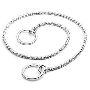 Mogoko Stainless Steel Dog Choke Chain Collar, Puppy Metal Snake Chain Pet Show Slip Collar Choker for Training Walking (Silver;16.0″*3.0mm)