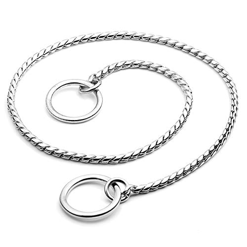 Mogoko Stainless Steel Dog Choke Chain Collar, Puppy Metal Snake Chain Pet Show Slip Collar Choker for Training Walking (Silver;16.0″*3.0mm) Mogoko Stainless Steel Dog Choke Chain Collar, Puppy Metal Snake Chain Pet Show Slip Collar Choker for Training Walking (Silver;16.0″*3.0mm)