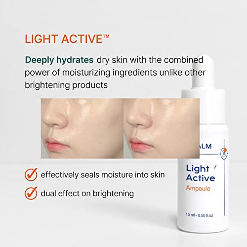 Pcalm Light Active Facial Skin Serum Ampoule - Blemish Dark Spot Sagging Hyperpigmentation Sebum Care Exfoliating Dead Skin Regeneration Even Skin Tone 0.5 Oz Dry Sensitive Oily Niacinamide Korean #TOP4