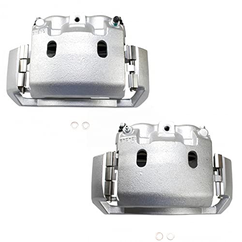 Image of TRQ Front Driver and Passenger Side Brake Caliper Set Caliper Brackets Hardware Compatible with 03-08 Dodge Ram 2500 03-08 Ram 3500 06-08 1500 with 8 Lug Wheels 03 3500 Van