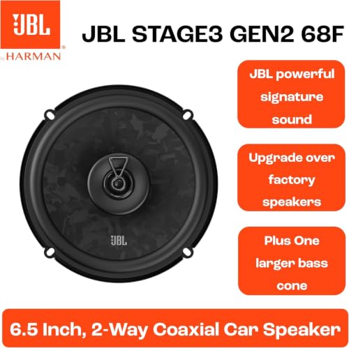 Image of JBL Stage3 Gen2 68F 165 mm 6.5 Inch Coaxial Car Speaker without Grille, 70 W RMS and 560 W Peak, 4 Ohm Impedance, Fibre Optic Membrane with PEI Tweeter for Deep Bass and Car Sound System Upgrade