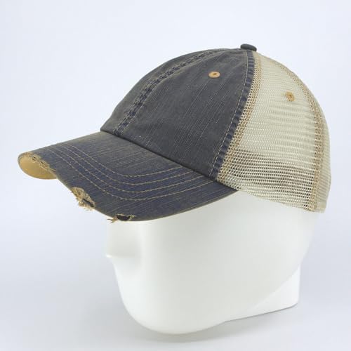 Image of The Vintage Year Distressed Cotton Unstructured Soft Mesh Breathable Adjustable Dirty Wash Dad Hat Trucker Baseball Cap