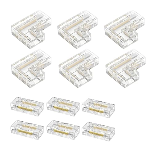 12 Pièces Connecteur de Bande LED 2 Broches, Connecteur Ruban LED COB 2 Pin 10mm Strip Connector Wire Rapide Connecteurs de Bande LEDs Sans Soudure Connecteurs Rapides pour 10MM 2 Pin LEDs Light