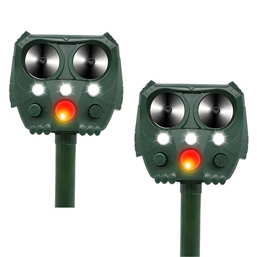 Artecare 2 Packed Solar Ultrasonic Animal and Pest Repeller Cat Deterrent Outdoor for Squirrels, Deer, Raccoons, Skunks, Rabbits, mice, Dogs and Pets