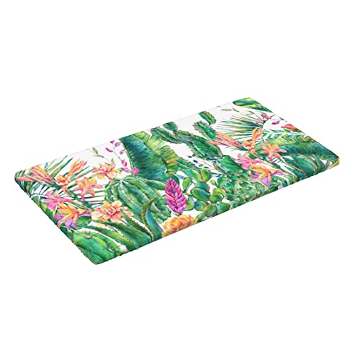 Watercolor Blooming Cactus Tablecloth Elastic Fitted Edge Table Cloth Rectangle Table Cover Washable Reusable For Kitchen Dining Picnic Party 60 X 30 Inches #TOP6