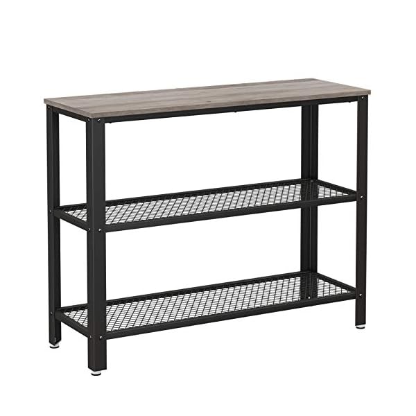VASAGLE Industrial Console Table, Hallway Table with 2 Mesh Shelves, Side Table and Sideboard