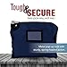 BankSupplies Laminated Nylon Locking Deposit Bag | Navy Blue | 15W x 11H | 2 Keys Included for Each Bag | HIPAA | Puncture Resistant Laminated Nylon | Double Stitched Seams