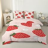 phonxia 4 Jahreszeiten Bettdecke 200x200 cm, Erdbeere Modern Bettdecke Ohne Bezug Nutzbar, Wende...