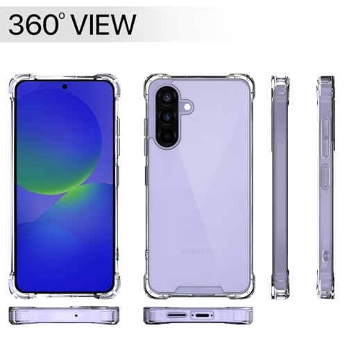 Image of Amazon Basics Back Cover for Samsung Galaxy A37 5G PC + TPU Clear Transparent Raised Edges Shockproof Protective Phone Bumper Case (Transparent)
