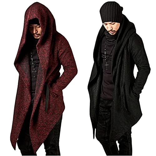 Original Design Autumn Winter Men's Long Sleeve Clothing Sweatshirt Hoodie Men Hooded Cardigan Loose Cloak Outerwear (Small, Black)