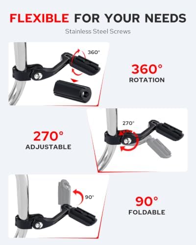 Benlari Highway Pegs 1in 1-1/4in Highway Footpegs 304 Stainless Steel Adjustable Long Angled Fit For Harley Touring Street Glide Road King Electra Glide Softail Dyna Black Model 2 — view 4