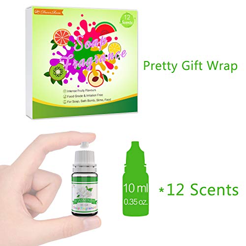 Seifenduftöl - 12 Flüssig Duftöl Seifen Duft Set zur Badekugeln, Seifenherstellung, Schleim - Konzentrierte Badebomben Fragrance Oil für Kosmetik, Kunst und Handarbeit - 10ml pro Stück