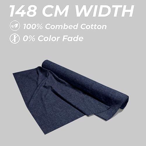 Image of BIGREAMS Unstitched Yarn Dyed Pure Cotton Denim Shirt Fabric - 58 inch Wide