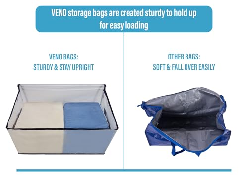 VENO 8 Pack Moving Bags and Large Christmas Decoration Storage Bins with lids. Alternative to Moving Boxes, Packing Supplies for College. Heavy Duty Totes (Clear, 8 Pack)