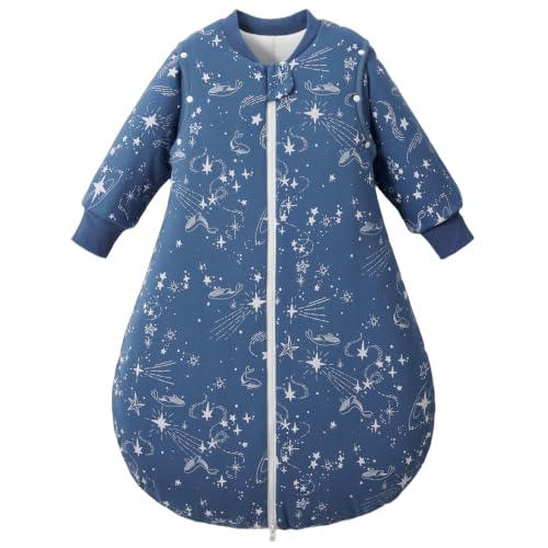 Image of Duomiaomiao 2.5 TOG Baby Sleep Sack 100% Cotton Winter Long Sleeve Baby Wearable Blanket, Super Warm Quilted Comfy Toddler Sleeping Sack