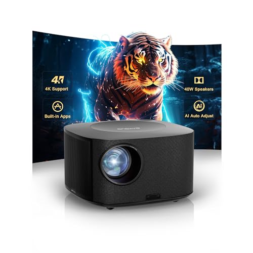 Projector-4K with WiFi and Bluetooth:[2500 ANSI/40W Dolby Audio/Official Licensed Apps],