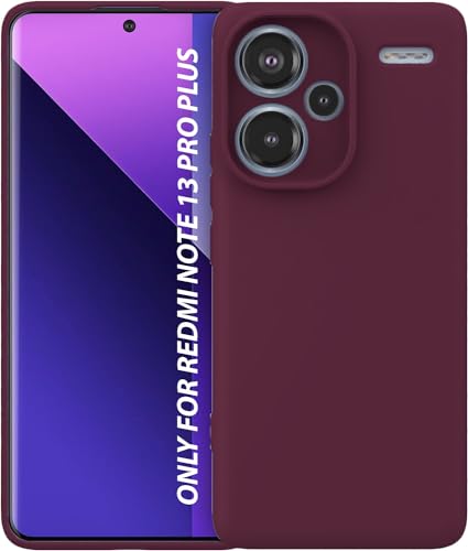 Image of DIZORO Compatible with Mi Redmi Note 13 Pro Plus 5G Back Cover with Upgraded Square Edges for Camera Protection Shockproof Flexible Matte Liquid Silicone Mobile Phone Case (Wine Red)