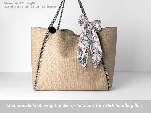 Liberty London Purse, Head, or Neck Scarf - "Wild flowers White" Skinny Scarf - Headband, Handbag, Purse Handle - Silky Tana Lawn Cotton4