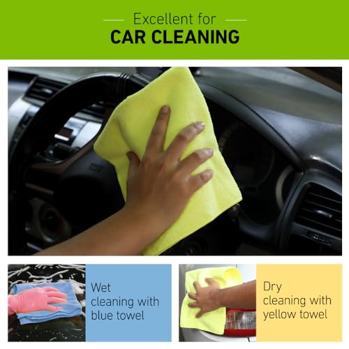 Scotch-Brite Microfiber Cloth/Wipe for Home, Kitchen, Appliance, Car cleaning pack of 4 pcs (40 cm x 40 cm, 340 GSM) ,Multicolor