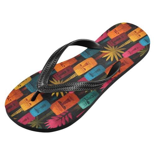 Flip Flop Sandals Tribal Tiki Print for Women Men Beach Outdoor XS2