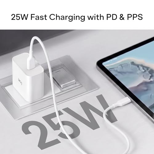 Image of boAt 25W Wall Charger for PD & PPS Fast Charging, Type-C Port; Compact & Lightweight, Scratch, Heat & Corrosion Resistant, Supports iPhone 17 /16 /15 /14 /Pro /Max; Samsung; Pixel; Android (Pearl White)