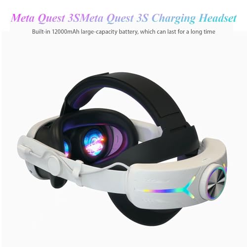 Image of Head Strap Battery Pack for Meta Quest 3, with Extended 12000mah Battery Pack,with RGB Light(Compatible with Meta Quest 3S)