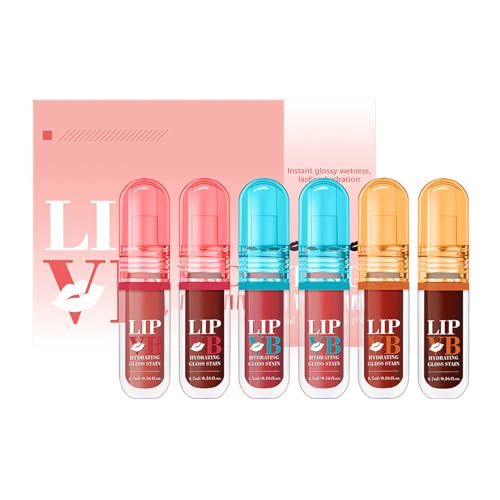 Njidher Brillo Labial Hidratante - 6 Unidades Bálsamo Labial No Pegajoso,Textura Ligera Para Mujeres Adultas Principiantes Entusiastas Y Expertas En Maquillaje