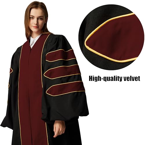 Image of MyGradDay Unisex Deluxe Graduation Doctorate Robe with Gold Piping Available for Customization