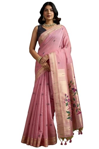 SGF11 Women's Kanjivaram Pure Cotton Linen Soft Silk Saree With Unstitched Blouse Piece product image 7
