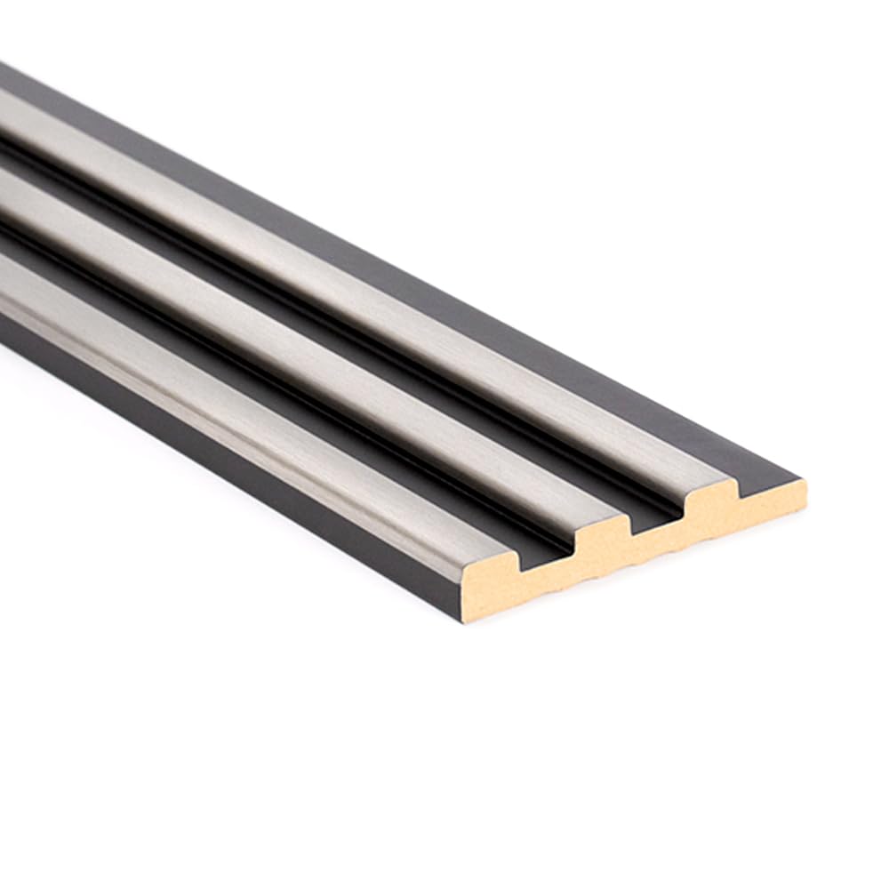 Bildershop-24 Juego de 3 listones para paneles de pared y techo Dekowa en acero inoxidable negro 252 x 10,7 x 1,5 cm