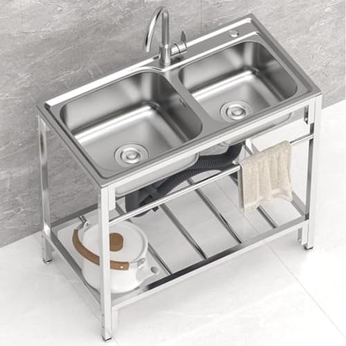 Fregadero de cocina hecho a mano en acero inoxidable con doble cubeta 2